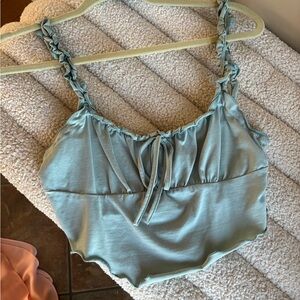 Women's Light Blue Ruched Strap Top